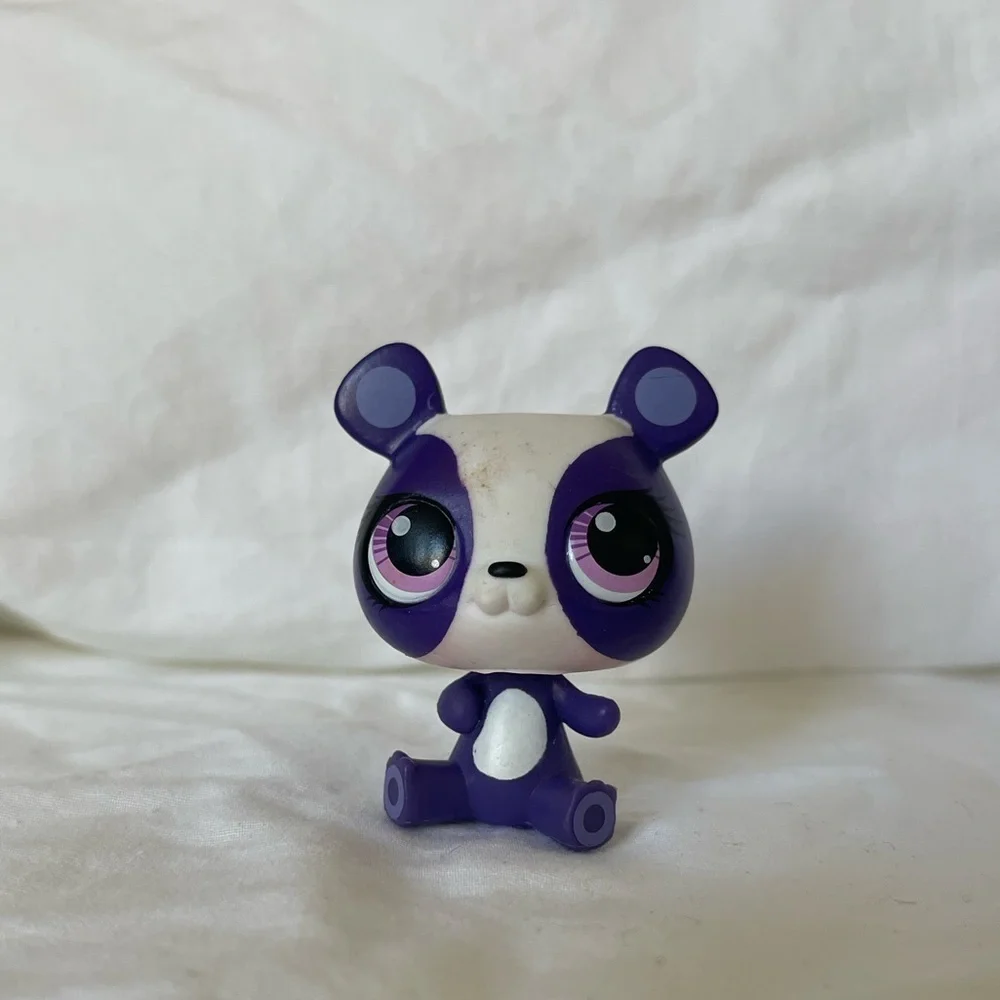 LITTLEST PETSHOP PET SHOP LPS #3620 HASBRO PANDA BEAR WHITE PURPLE PINK EYES